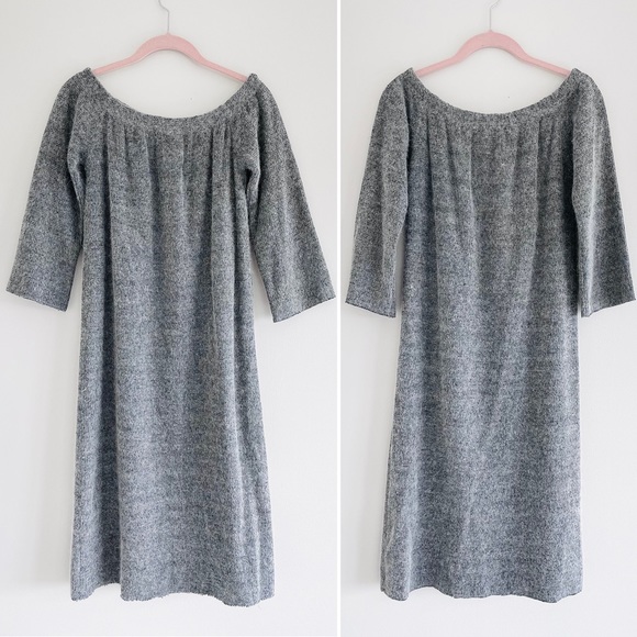 HOST PICK Ecru Lab Soft Wool Blend Off Shoulder Option Sweater Dress - Picture 3 of 15